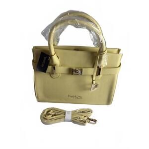 Bebe Evie Satchel Blonde Handbag with Gold Hardware
